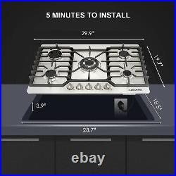 30 Stainless Steel COOKTOP Built-in 5 Burner Stoves LPG/NG Gas Hob Cooktops USA