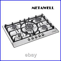 30 Stainless Steel Cook Top Built-in 5 Burners Stove LPG/NG Gas Cooker Cooktops