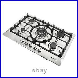 30 Stainless Steel Cook Top Built-in 5 Burners Stove LPG/NG Gas Cooker Cooktops
