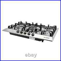 30 Stainless Steel Cook Top Built-in 5 Burners Stove LPG/NG Gas Cooker Cooktops