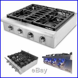 30 THOR KITCHEN Stainless Pro HRT3003U Gas Rangetop Cooktop Griddle 4 Burners