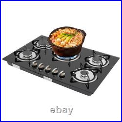 30 Tempered Glass Built-in 5 Burners Stove LPG/NG Gas Cooker Hob Cook Top