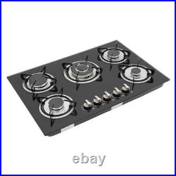 30 Tempered Glass Built-in 5 Burners Stove LPG/NG Gas Cooker Hob Cook Top