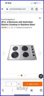 30 in. 4 Elements with Solid Disk Electric Cooktop in Stainless Steel
