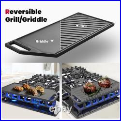 30 in Gas Cooktop 5 Burner Grill & Griddle Stainless Steel NG/LP Convertible CSA