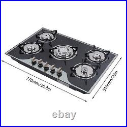 30 in Gas Cooktop Stainless Steel with 5 Burners NG/LPG Dual Fuel Gas Stovetop