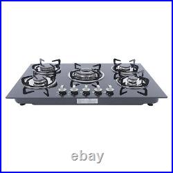 30 in Gas Cooktop Stove Top Tempered Glass Built-In 5 Burners LPG/NG Gas Cooker