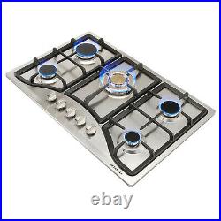 30 inch 5 Burner Built-in Gas Cooktop Stainless Steel Top NG/LPG USA SELLER