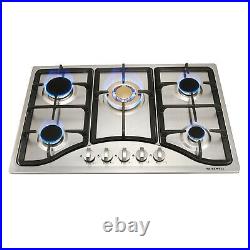 30 inch 5 Burner Built-in Gas Cooktop Stainless Steel Top NG/LPG USA SELLER