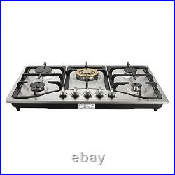 30 inch 5 Burner Built-in Gas Cooktop Stainless Steel Top NG/LPG USA SELLER