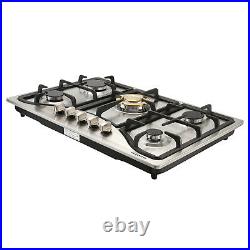 30 inch 5 Burner Built-in Gas Cooktop Stainless Steel Top NG/LPG USA SELLER