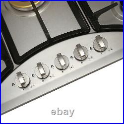 30 inch 5 Burner Built-in Gas Cooktop Stainless Steel Top NG/LPG USA SELLER