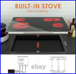 30 inch Built-in Electric Cooktop 4 Burners Radiant Ceramic Cooktop 7200W