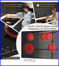 30 inch Built-in Electric Cooktop 4 Burners Radiant Ceramic Cooktop 7200W