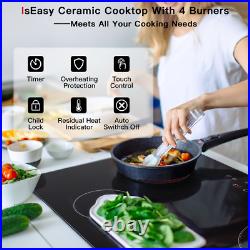 30 inch Built-in Electric Cooktop Radiant Ceramic Cooktop 4 Burners 6700W USA