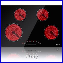 30 inch Electric Cooktop, 4 Burner, Built-in, Ceramic Glass Stove Top, Touch Control
