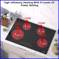 30 inch Electric Cooktop, 4 Burners, Drop-in, Ceramic Glass Stove Top, Touch Control