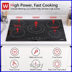 30 inch Electric Cooktop Ceramic Glass Stove Top 5 Burners Drop-in Touch Control