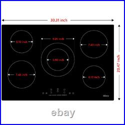 30 inch Electric Cooktop Ceramic Glass Stove Top 5 Burners Drop-in Touch Control