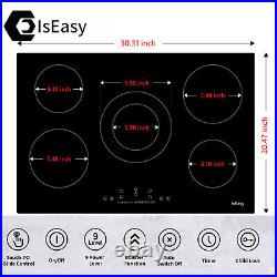 30 inch Electric Cooktop Ceramic Glass Stove Top 5 Burners Drop-in Touch Control