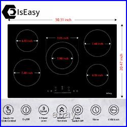 30 inch Electric Cooktop Ceramic Glass Stove Top 5 Burners Drop-in Touch Control