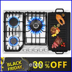 30 inch Gas Cooktop Kitchen 5-Burners Countertop Built-in Gas Stainless Steel