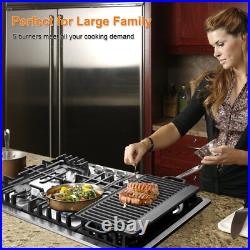 30 inch Gas Cooktop Kitchen 5-Burners Countertop Built-in Gas Stainless Steel