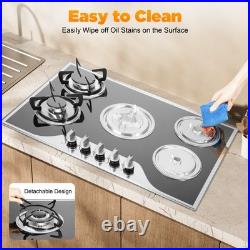 30 inch Gas Cooktop Stainless Steel 5 Burners NG/LPG Dual Fuel Gas Stovetop NEW