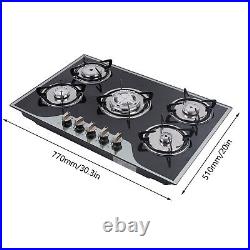 30 inch Gas Cooktop Stainless Steel 5 Burners NG/LPG Dual Fuel Gas Stovetop NEW