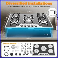 30 inch Gas Cooktop Stainless Steel 5 Burners NG/LPG Dual Fuel Gas Stovetop NEW