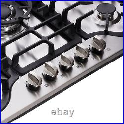 30 inch gas cooktop stainless steel 5 burners NG/LPG dual fuel gas stovetop