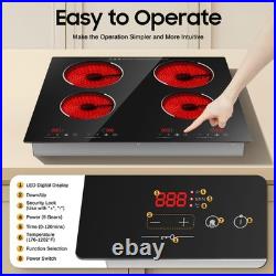 3000W 110V Cooktop 4 Burners Electric Built-in Cooktop Sensor Touch Control