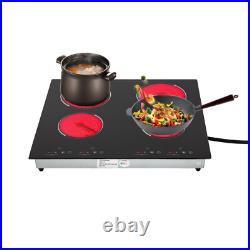 3000W 110V Cooktop 4 Burners Electric Built-in Cooktop Sensor Touch Control