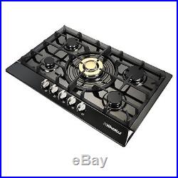30Black Titanium Stainless Steel Gold Burner Built-In 5Stove Natual Gas Cooktop