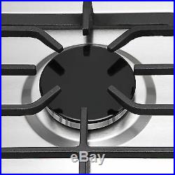 30Gas Cooktops Stainless Steel Gold 5 Burners Built-in Stoves NG/LPG Gas Hob