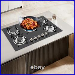 30Inch Built-in 5 Burner Cooktop Stove LPG/NG Gas Hob Countertop Tempered Glass