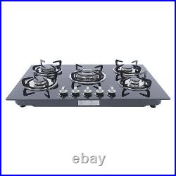 30Inch Built-in 5 Burner Cooktop Stove LPG/NG Gas Hob Countertop Tempered Glass