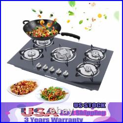 30Inch Built-in 5 Burner Cooktop Stove LPG/NG Gas Hob Countertop Tempered Glass