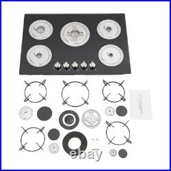30Inch Built-in 5 Burner Cooktop Stove LPG/NG Gas Hob Countertop Tempered Glass