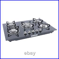 30Inch Built-in 5 Burner Cooktop Stove LPG/NG Gas Hob Countertop Tempered Glass