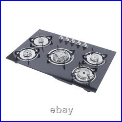 30Inch Built-in 5 Burner Cooktop Stove LPG/NG Gas Hob Countertop Tempered Glass