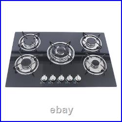 30Inch Built-in 5 Burner Cooktop Stove LPG/NG Gas Hob Countertop Tempered Glass