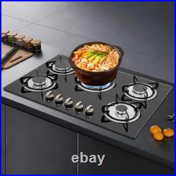 30Inch Built-in 5 Burner Cooktop Stove LPG/NG Gas Hob Countertop Tempered Glass