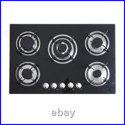 30Inch Built-in 5 Burner Cooktop Stove LPG/NG Gas Hob Countertop Tempered Glass