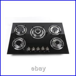 30Inch Built-in 5 Burner Cooktop Stove LPG/NG Gas Hob Countertop Tempered Glass