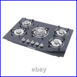 30Inch Built-in 5 Burner Cooktop Stove LPG/NG Gas Hob Countertop Tempered Glass
