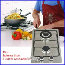 30cm Double 2 Burner Stove Cooker Stainless Steel Gas Cooktop Kitchen Stove AU