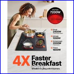 30in Electric Cooktop 4 Burners Ceramic Glass Stove Top Touch Control 7200W