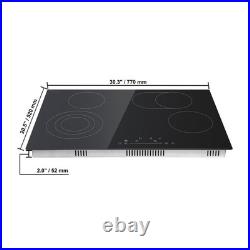 30in Electric Cooktop 4 Burners Ceramic Glass Stove Top Touch Control 7200W