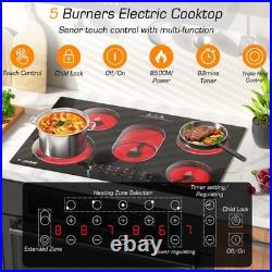 30in Electric Cooktop 5 Burners Built-in Radiant Ceramic Stove Top Touch Control